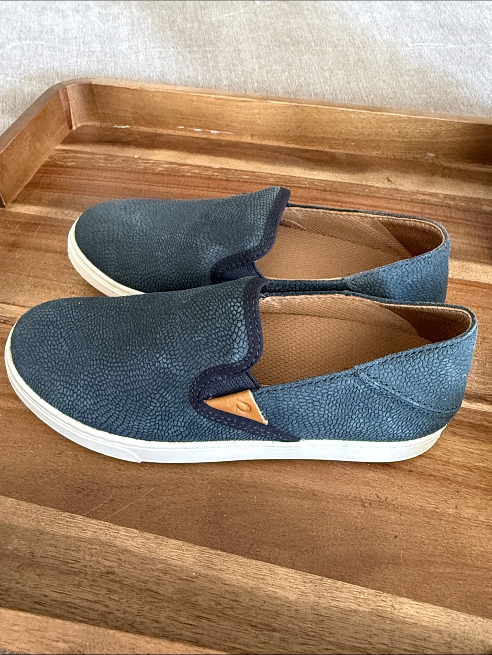Olukai Women's Pehuea Leather Slip On Sneaker in Lava Rock